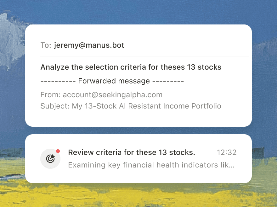 Illustration showing Manus converting an incoming email into an actionable task.